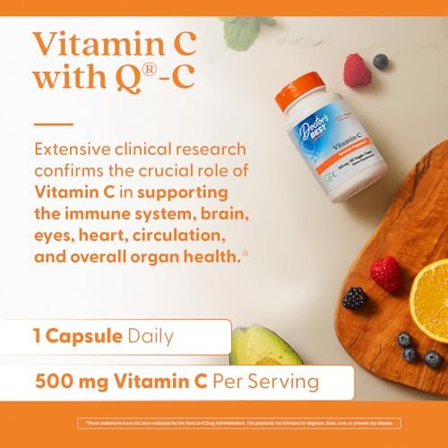 Doctor's Best Vitamin C 500 mg – 120 Kapseln, Hochdosiertes Vitamin C zur Immununterstützung