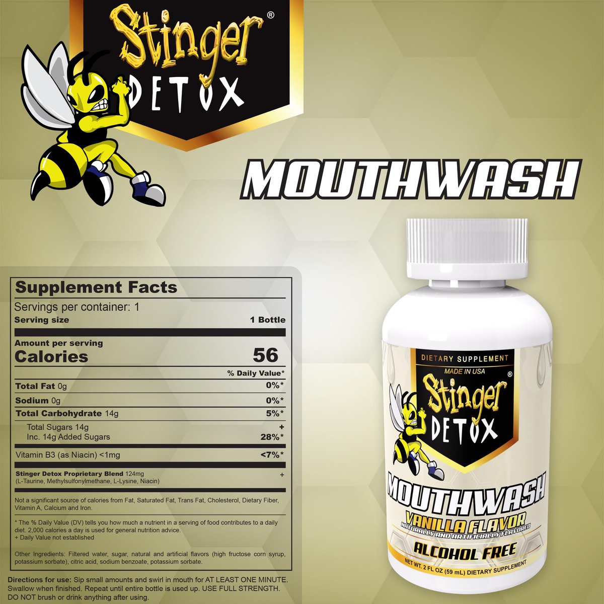 Stinger Detox Mundspülung 2 Fl Oz – Schnelle Reinigung für den Mundraum