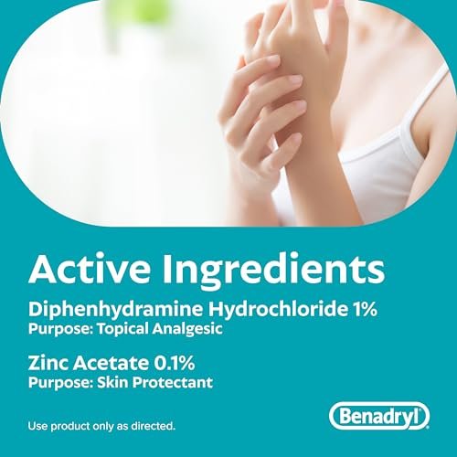 Benadryl Original Stärke Anti-Juckreiz Creme, Insektenstich Linderung, Diphenhydramin HCl topisches Analgetikum & Zinkacetat Hautschutz, Ideal für Campingausflüge, 1 oz, 2er-Pack