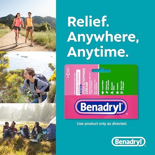 Benadryl Original Stärke Anti-Juckreiz Creme, Insektenstich Linderung, Diphenhydramin HCl topisches Analgetikum & Zinkacetat Hautschutz, Ideal für Campingausflüge, 1 oz, 2er-Pack