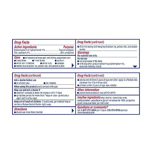 Benadryl Original Stärke Anti-Juckreiz Creme, Insektenstich Linderung, Diphenhydramin HCl topisches Analgetikum & Zinkacetat Hautschutz, Ideal für Campingausflüge, 1 oz, 2er-Pack