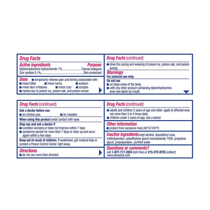 Benadryl Original Stärke Anti-Juckreiz Creme, Insektenstich Linderung, Diphenhydramin HCl topisches Analgetikum & Zinkacetat Hautschutz, Ideal für Campingausflüge, 1 oz, 2er-Pack