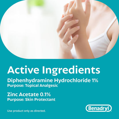 Benadryl Original Stärke Anti-Juckreiz Creme, Insektenstich Linderung, Diphenhydramin HCl topisches Analgetikum & Zinkacetat Hautschutz, Ideal für Campingausflüge, 1 oz, 2er-Pack