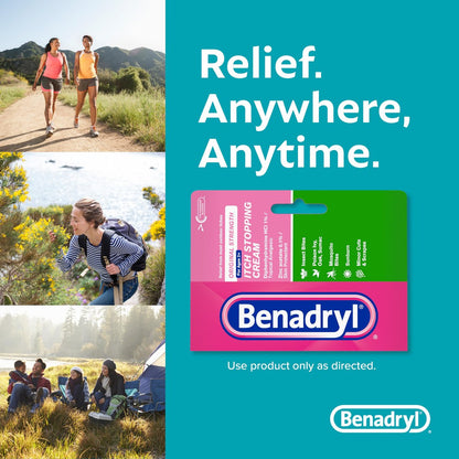 Benadryl Original Stärke Anti-Juckreiz Creme, Insektenstich Linderung, Diphenhydramin HCl topisches Analgetikum & Zinkacetat Hautschutz, Ideal für Campingausflüge, 1 oz, 2er-Pack