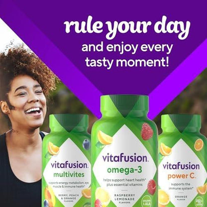 Vitafusion Omega-3 Gummis für die Herzgesundheit, Beerig-Zitronengeschmack, 120 Stück (60-Tage-Vorrat)