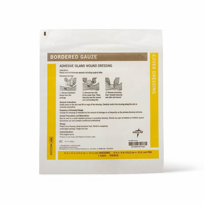 Medline Bordered Gauze 6x6 Zoll Klebeverband – sterile Inselwundauflage, 15 Stück
