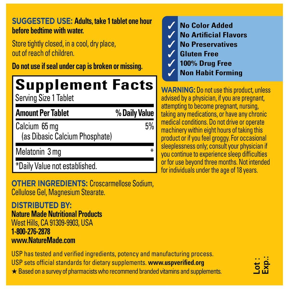 Nature Made Melatonin 3mg Schlafhilfe für Erwachsene, 100% drogenfreies Schlafmittel, Schlaf-Ergänzungsmittel, 240 Tabletten, 240-Tage-Vorrat
