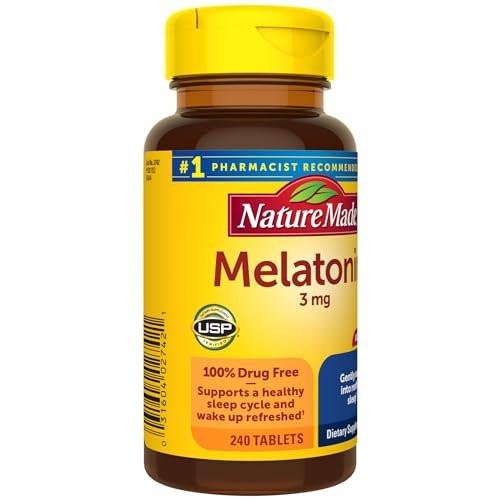 Nature Made Melatonin 3mg Schlafhilfe für Erwachsene, 100% drogenfreies Schlafmittel, Schlaf-Ergänzungsmittel, 240 Tabletten, 240-Tage-Vorrat