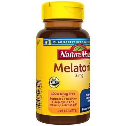 Nature Made Melatonin 3mg Schlafhilfe für Erwachsene, 100% drogenfreies Schlafmittel, Schlaf-Ergänzungsmittel, 240 Tabletten, 240-Tage-Vorrat