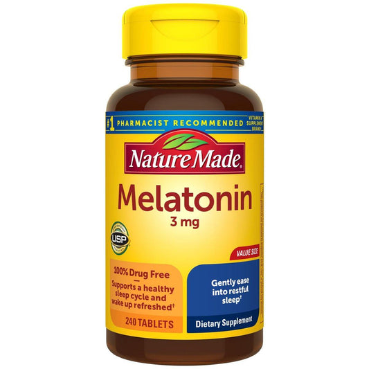 Nature Made Melatonin 3mg Schlafhilfe für Erwachsene, 100% drogenfreies Schlafmittel, Schlaf-Ergänzungsmittel, 240 Tabletten, 240-Tage-Vorrat