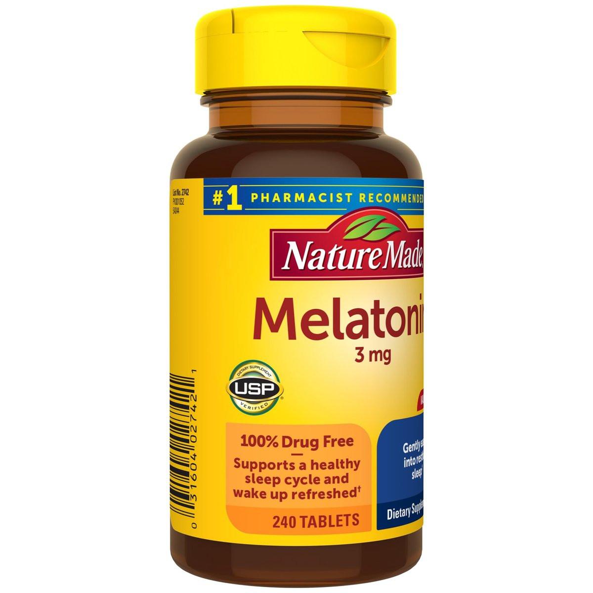 Nature Made Melatonin 3mg Schlafhilfe für Erwachsene, 100% drogenfreies Schlafmittel, Schlaf-Ergänzungsmittel, 240 Tabletten, 240-Tage-Vorrat