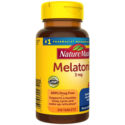 Nature Made Melatonin 3mg Schlafhilfe für Erwachsene, 100% drogenfreies Schlafmittel, Schlaf-Ergänzungsmittel, 240 Tabletten, 240-Tage-Vorrat