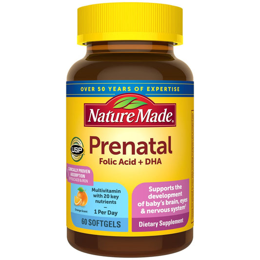 Nature Made Schwangerschaftsvitamine für Frauen mit Folsäure + DHA, 60 Softgels, 60-Tage-Vorrat