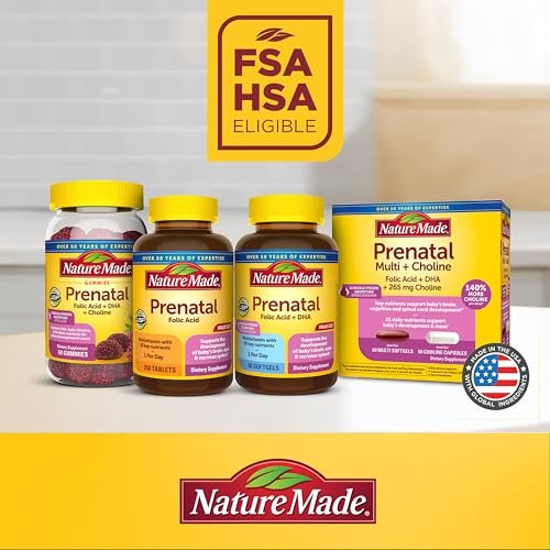 Nature Made Schwangerschaftsvitamine für Frauen mit Folsäure + DHA, 60 Softgels, 60-Tage-Vorrat