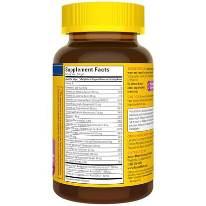 Nature Made Schwangerschaftsvitamine für Frauen mit Folsäure + DHA, 60 Softgels, 60-Tage-Vorrat