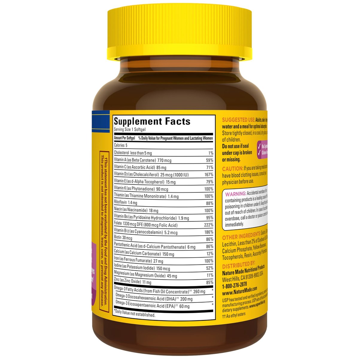 Nature Made Schwangerschaftsvitamine für Frauen mit Folsäure + DHA, 60 Softgels, 60-Tage-Vorrat