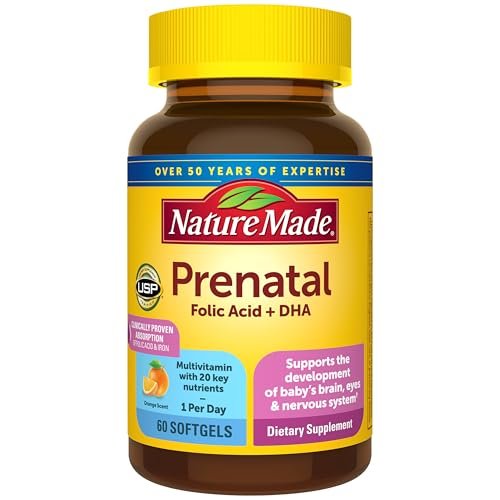 Nature Made Schwangerschaftsvitamine für Frauen mit Folsäure + DHA, 60 Softgels, 60-Tage-Vorrat