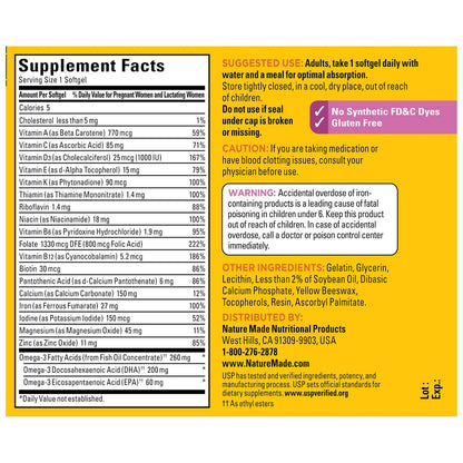Nature Made Schwangerschaftsvitamine für Frauen mit Folsäure + DHA, 60 Softgels, 60-Tage-Vorrat