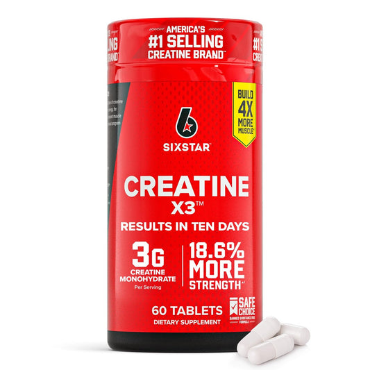 Six Star Creatin Kapseln, X3 (60 Kapseln) - Kreatin für Frauen & Männer - Kreatin-Kapseln unterstützen Muskelkraft - Pre & Post Workout Creatin Supplement für Muskelregeneration & Aufbau - 20 Portionen