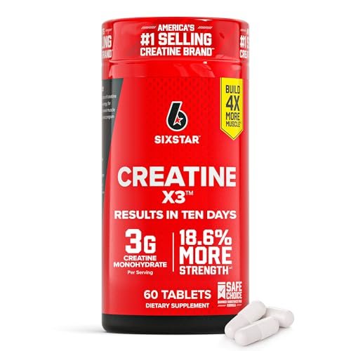 Six Star Creatin Kapseln, X3 (60 Kapseln) - Kreatin für Frauen & Männer - Kreatin-Kapseln unterstützen Muskelkraft - Pre & Post Workout Creatin Supplement für Muskelregeneration & Aufbau - 20 Portionen