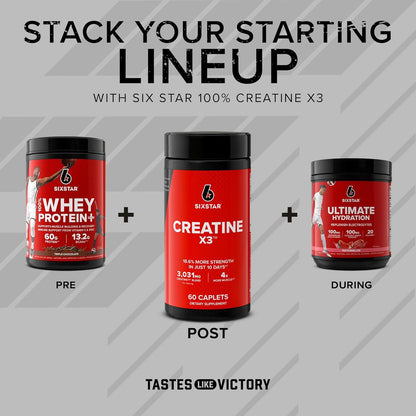 Six Star Creatin Kapseln, X3 (60 Kapseln) - Kreatin für Frauen & Männer - Kreatin-Kapseln unterstützen Muskelkraft - Pre & Post Workout Creatin Supplement für Muskelregeneration & Aufbau - 20 Portionen