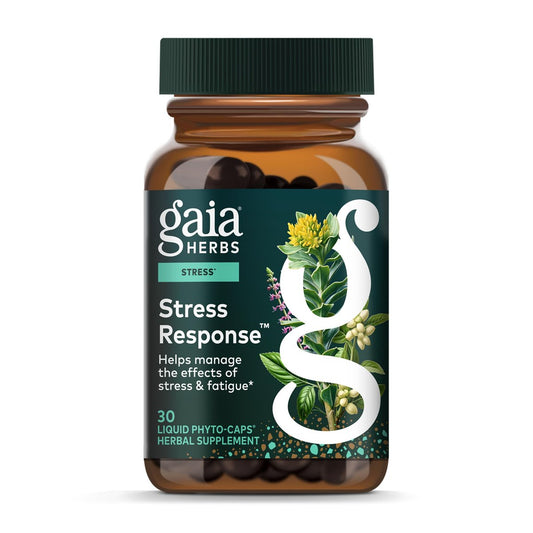 Gaia Herbs Stress Response – Nahrungsergänzung für Entspannung & gesunde Stressreaktion – mit Rhodiola, Heiligem Basilikum, Ashwagandha & mehr – 30 vegane Liquid Phyto-Caps (15 Portionen)