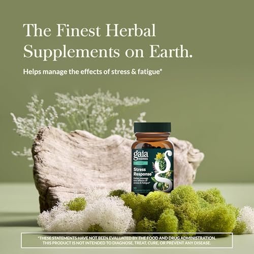 Gaia Herbs Stress Response – Nahrungsergänzung für Entspannung & gesunde Stressreaktion – mit Rhodiola, Heiligem Basilikum, Ashwagandha & mehr – 30 vegane Liquid Phyto-Caps (15 Portionen)