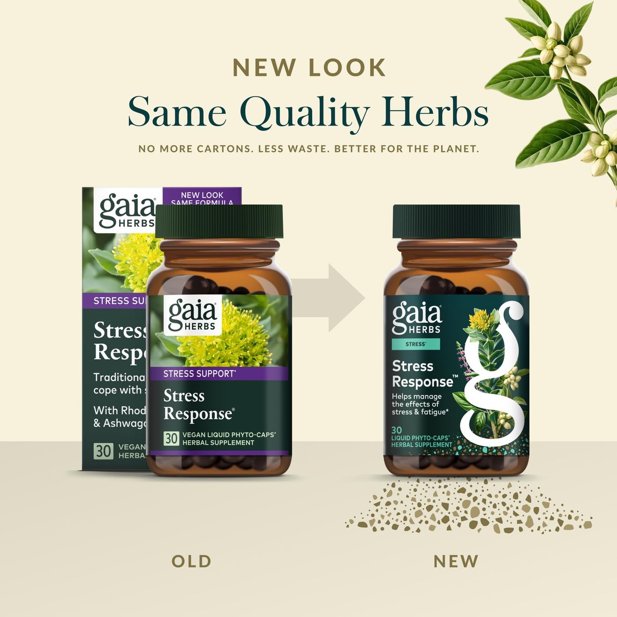 Gaia Herbs Stress Response – Nahrungsergänzung für Entspannung & gesunde Stressreaktion – mit Rhodiola, Heiligem Basilikum, Ashwagandha & mehr – 30 vegane Liquid Phyto-Caps (15 Portionen)