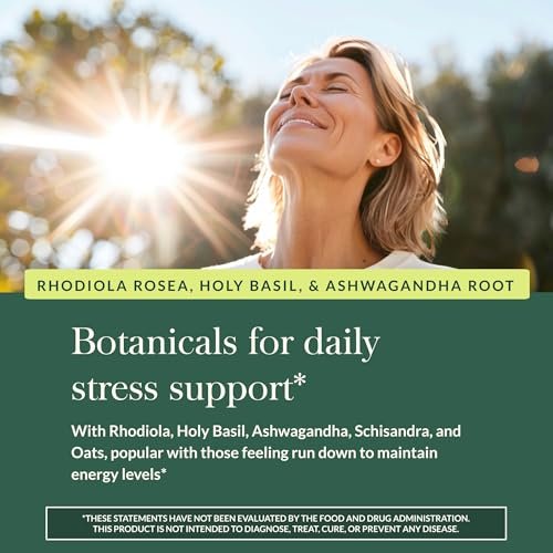 Gaia Herbs Stress Response – Nahrungsergänzung für Entspannung & gesunde Stressreaktion – mit Rhodiola, Heiligem Basilikum, Ashwagandha & mehr – 30 vegane Liquid Phyto-Caps (15 Portionen)