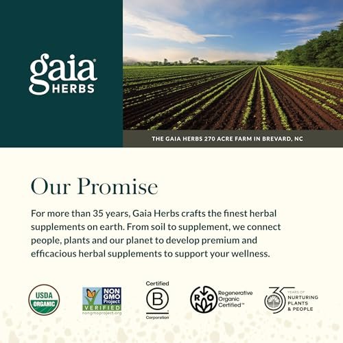 Gaia Herbs Stress Response – Nahrungsergänzung für Entspannung & gesunde Stressreaktion – mit Rhodiola, Heiligem Basilikum, Ashwagandha & mehr – 30 vegane Liquid Phyto-Caps (15 Portionen)