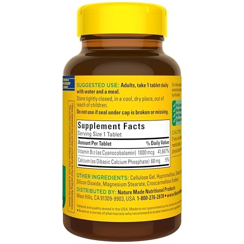 Nature Made Vitamin B12 1000 mcg – 160 Tabletten mit Zeitfreisetzung für die Energieunterstützung