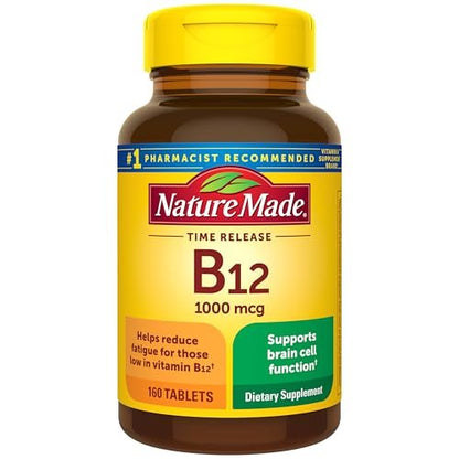 Nature Made Vitamin B12 1000 mcg – 160 Tabletten mit Zeitfreisetzung für die Energieunterstützung