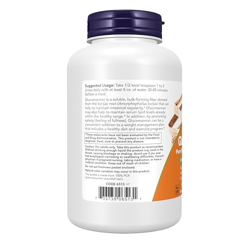 NOW Foods Glucomannan (Amorphophallus konjac) Reines Pulver – Unterstützt Regelmäßigkeit und gesundes Gewichtsmanagement*, 227 g (8 Unzen)