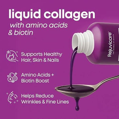 Rejuvicare Liquid Collagen Beauty Formula – Grape Geschmack, 16 Fl Oz (470 ml), 32 Portionen