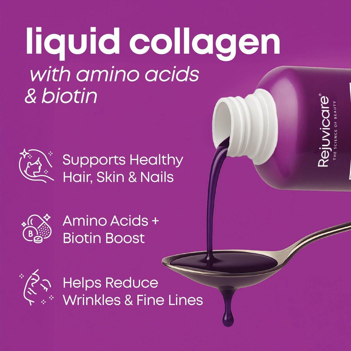 Rejuvicare Liquid Collagen Beauty Formula – Grape Geschmack, 16 Fl Oz (470 ml), 32 Portionen