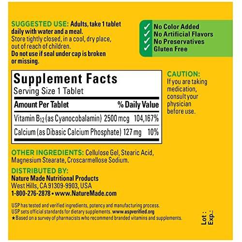 Nature Made Extra Strength Vitamin B12 2500 mcg – 60 Tabletten, 60-Tage-Vorrat für Energie-Stoffwechsel-Unterstützung