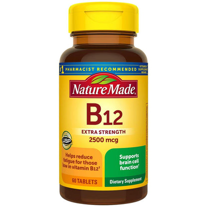 Nature Made Extra Strength Vitamin B12 2500 mcg – 60 Tabletten, 60-Tage-Vorrat für Energie-Stoffwechsel-Unterstützung