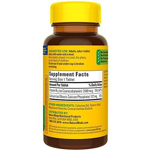 Nature Made Extra Strength Vitamin B12 2500 mcg – 60 Tabletten, 60-Tage-Vorrat für Energie-Stoffwechsel-Unterstützung