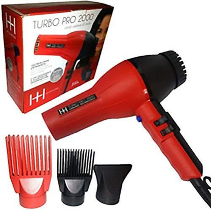 Annie Ceramic Turbo Pro-2000 Haartrockner – Rot/Schwarz 4-teiliges Set
