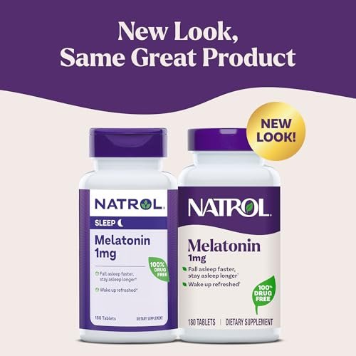 Natrol 1 mg Melatonin Tabletten – 180 Stück, Schlafunterstützung