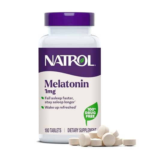 Natrol 1 mg Melatonin Tabletten – 180 Stück, Schlafunterstützung
