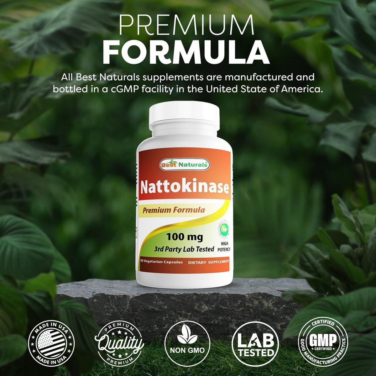 Best Naturals Nattokinase 2000 FU, 100 mg, 90 vegane Kapseln – Hochdosiertes Enzym zur Unterstützung der Herz-Kreislauf-Gesundheit