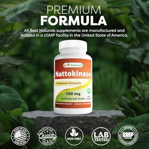 Best Naturals Nattokinase 2000 FU, 100 mg, 90 vegane Kapseln – Hochdosiertes Enzym zur Unterstützung der Herz-Kreislauf-Gesundheit