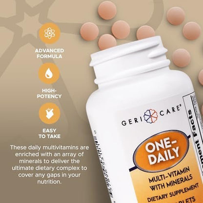 GeriCare One-Daily Multivitamin mit Mineralien für Männer & Frauen (100 Tabletten) | Hochdosiertes Multi-Vitamin & Multimineral Nahrungsergänzungsmittel für Immunsystem, Energie | Tägliche Nährstoffversorgung