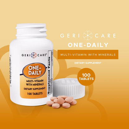 GeriCare One-Daily Multivitamin mit Mineralien für Männer & Frauen (100 Tabletten) | Hochdosiertes Multi-Vitamin & Multimineral Nahrungsergänzungsmittel für Immunsystem, Energie | Tägliche Nährstoffversorgung