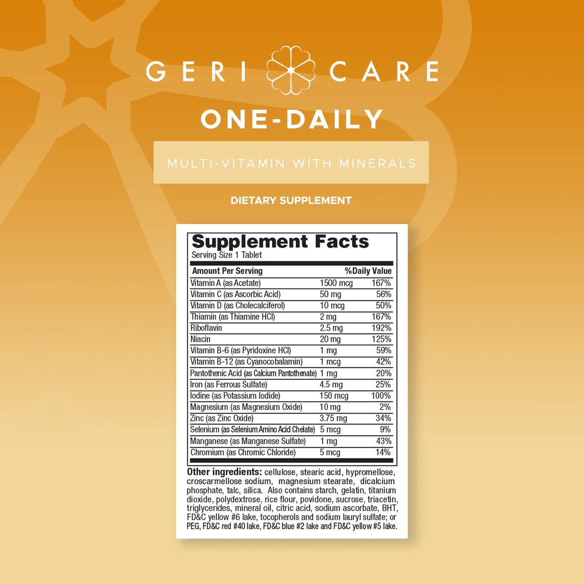 GeriCare One-Daily Multivitamin mit Mineralien für Männer & Frauen (100 Tabletten) | Hochdosiertes Multi-Vitamin & Multimineral Nahrungsergänzungsmittel für Immunsystem, Energie | Tägliche Nährstoffversorgung