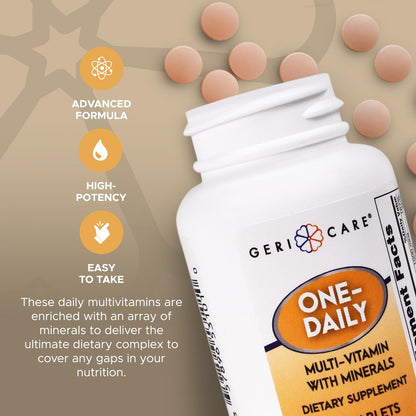 GeriCare One-Daily Multivitamin mit Mineralien für Männer & Frauen (100 Tabletten) | Hochdosiertes Multi-Vitamin & Multimineral Nahrungsergänzungsmittel für Immunsystem, Energie | Tägliche Nährstoffversorgung