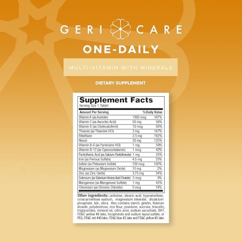 GeriCare One-Daily Multivitamin mit Mineralien für Männer & Frauen (100 Tabletten) | Hochdosiertes Multi-Vitamin & Multimineral Nahrungsergänzungsmittel für Immunsystem, Energie | Tägliche Nährstoffversorgung