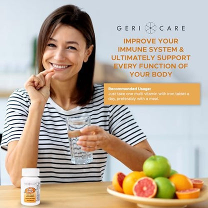 GeriCare One-Daily Multivitamin mit Mineralien für Männer & Frauen (100 Tabletten) | Hochdosiertes Multi-Vitamin & Multimineral Nahrungsergänzungsmittel für Immunsystem, Energie | Tägliche Nährstoffversorgung