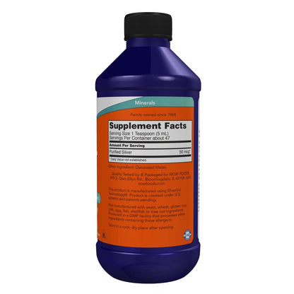 NOW Foods Silver Sol 10 PPM – Kolloidales Silber mit elementarem Silber und entionisiertem Wasser, flüssig, 240 ml